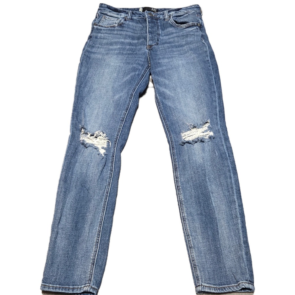 KUT from the Kloth Womens Distressed Skinny Jeans Blue Button Fly Size 2